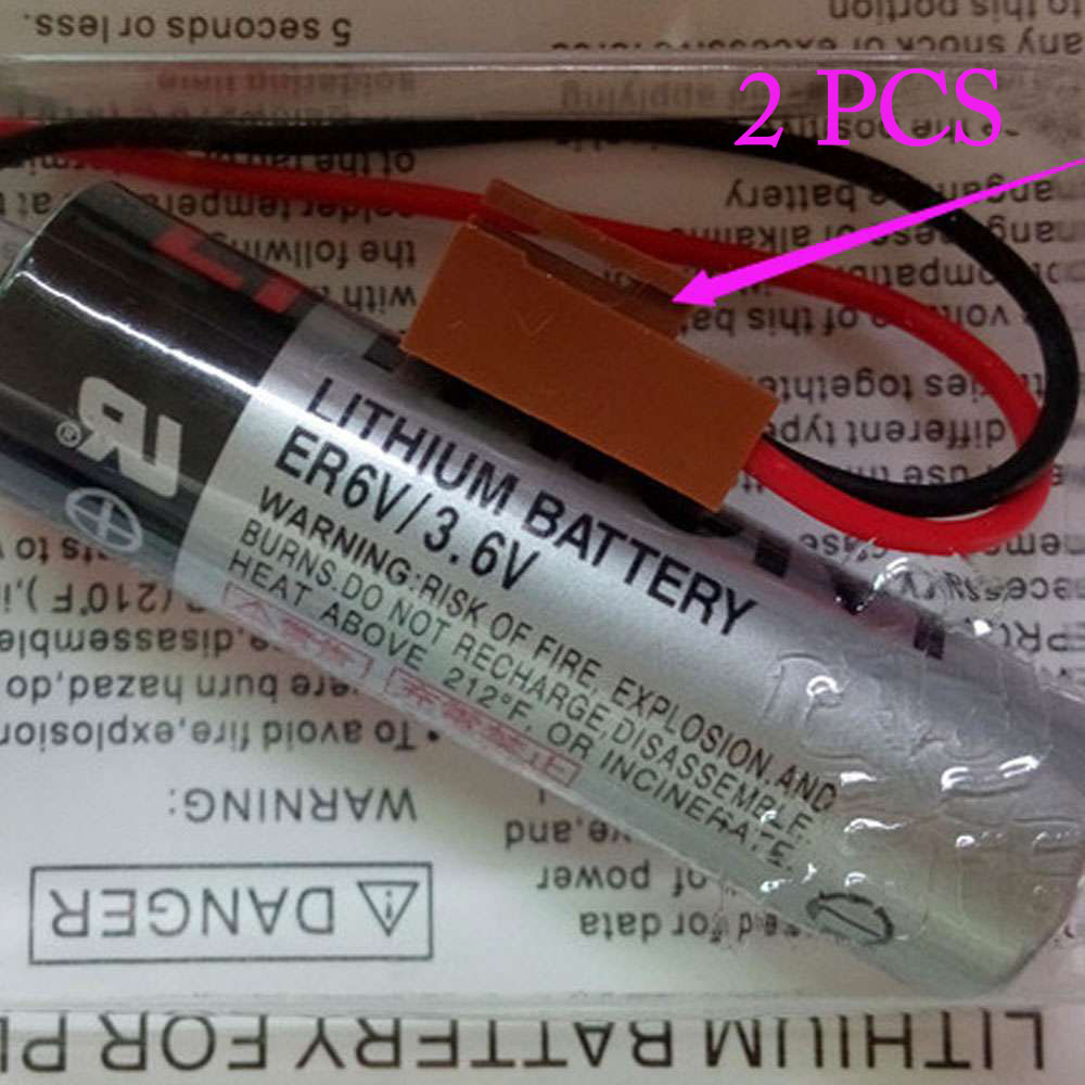 2pcs Toshiba ER6VCT 3.6V 2000mah PLC Battery With small JAE Plug