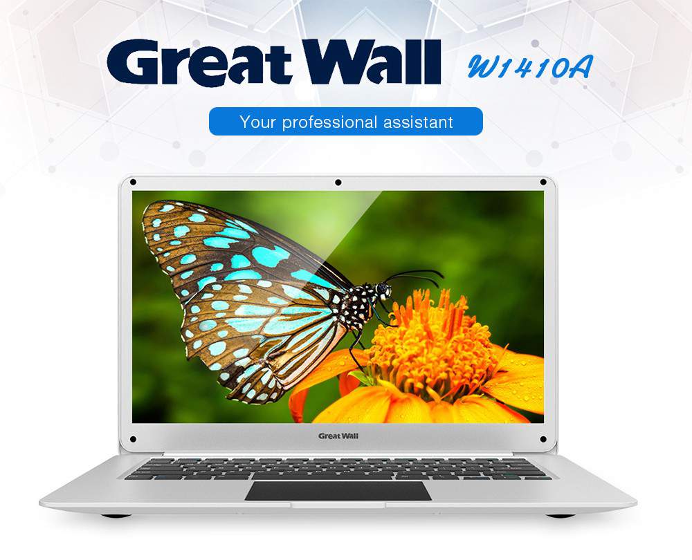 Great Wall W1410A 14 inch Windows 10 Intel Celeron N3350 2.4GHz 4GB 64GB 37W Long-time Battery WIFI BT LAN Notebook Sliver