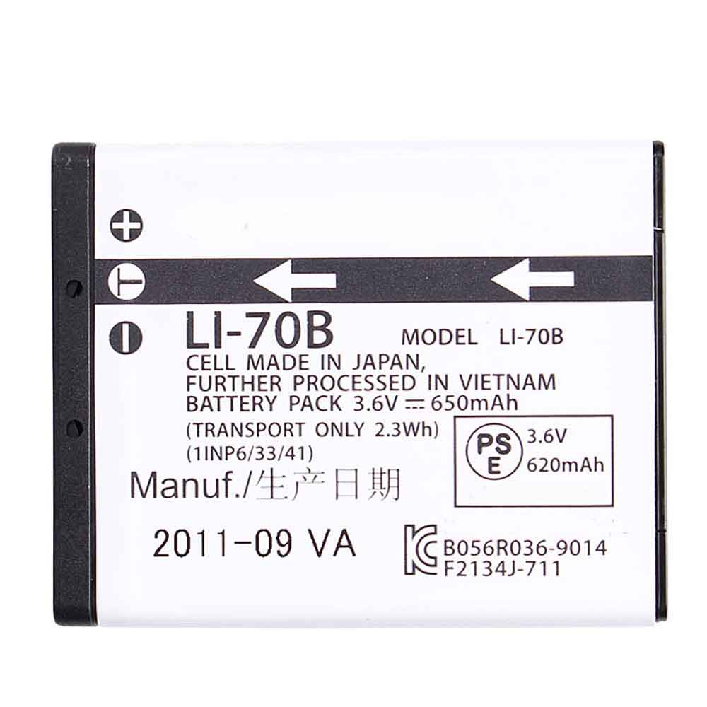 OLYMPUS LI-70B 3.6V 650mAh Replacement Battery