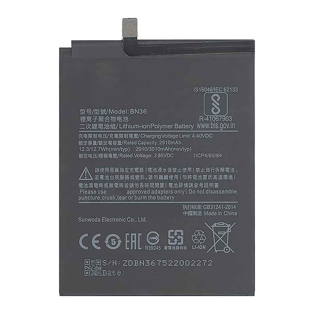 Xiaomi BN36 3.85V 4.4V 3010mAh/12.7WH Replacement Battery