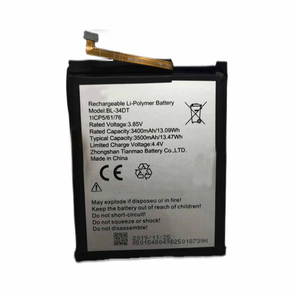 Tecno BL-34DT 3.85V/4.4V 3400mAh/13.09WH Replacement Battery
