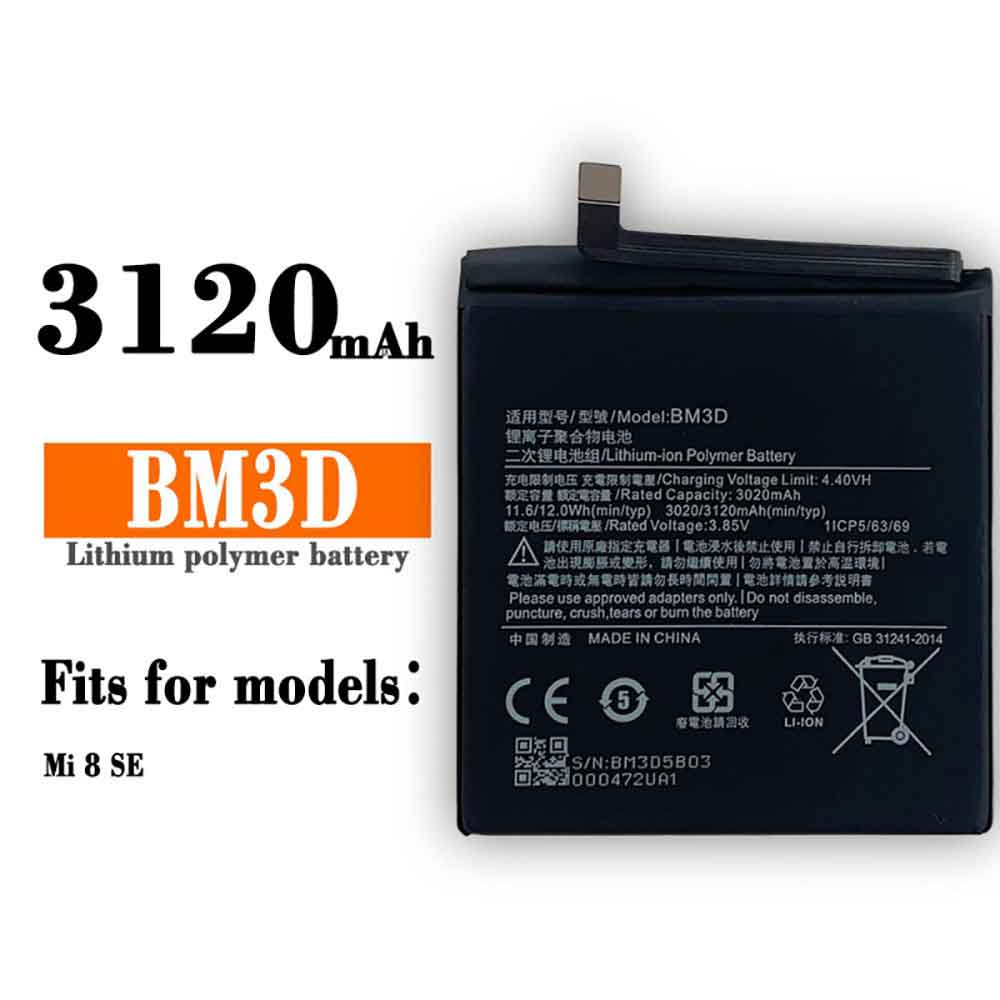 Xiaomi BM3D 3.85V 4.4V 3020mAh/11.6WH Replacement Battery