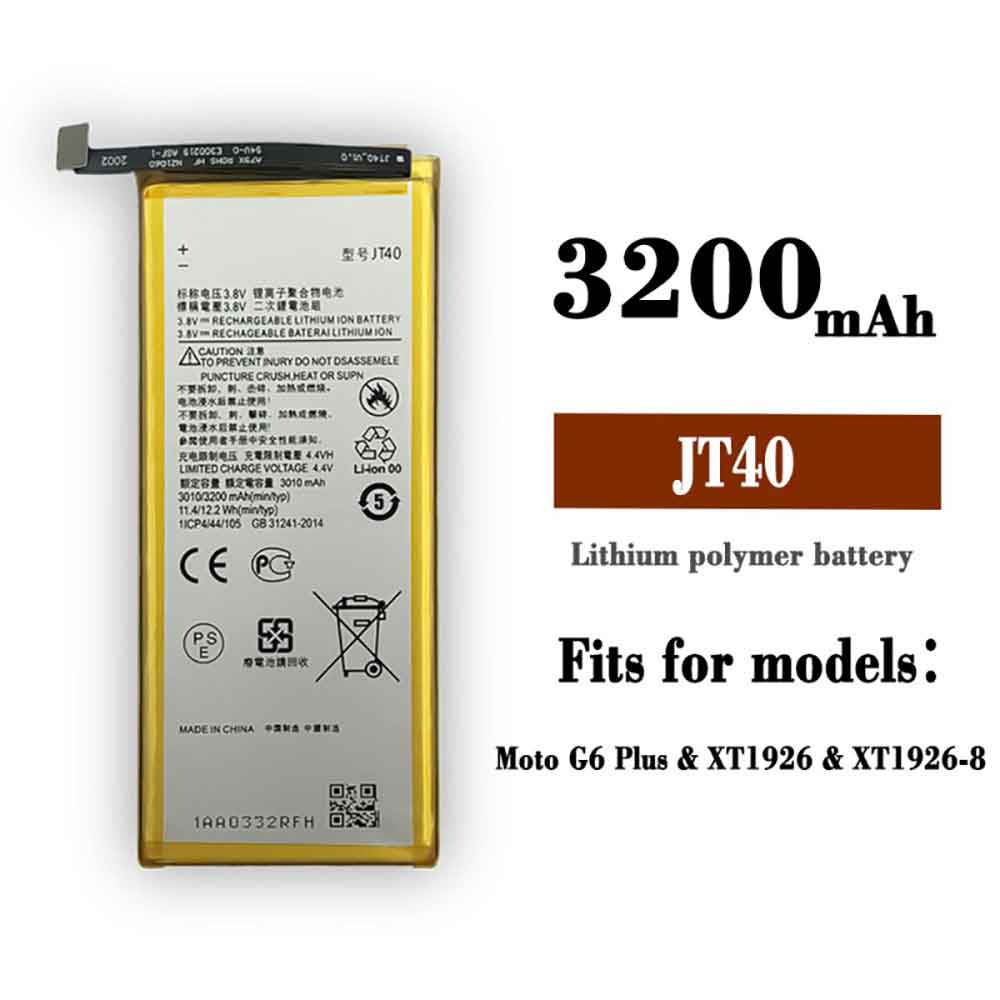 Motorola JT40 3.8V 4.4V 3010mAh/11.4WH Replacement Battery