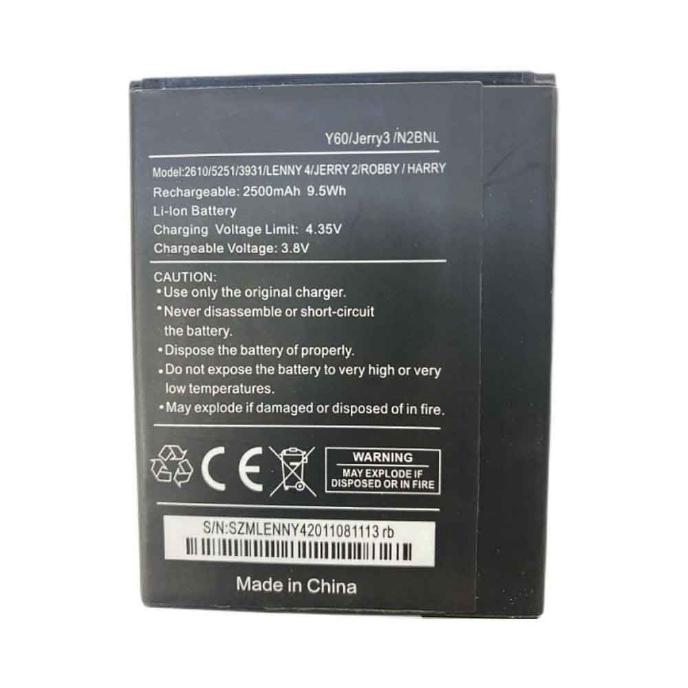 Wiko Y60 3.8V 4.35V 2500mAh 9.5WH Replacement Battery