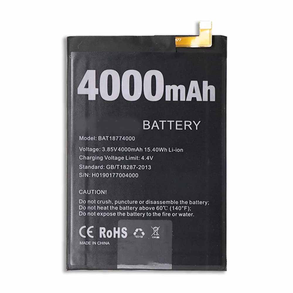 DOOGEE BAT18774000 3.85V 4.4V 4000mAh 15.40WH Replacement Battery
