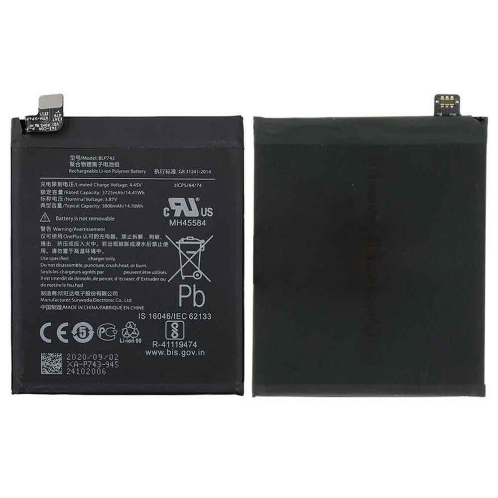 OnePlus BLP743 3.87V 4.45V 3725mAh 14.41WH Replacement Battery