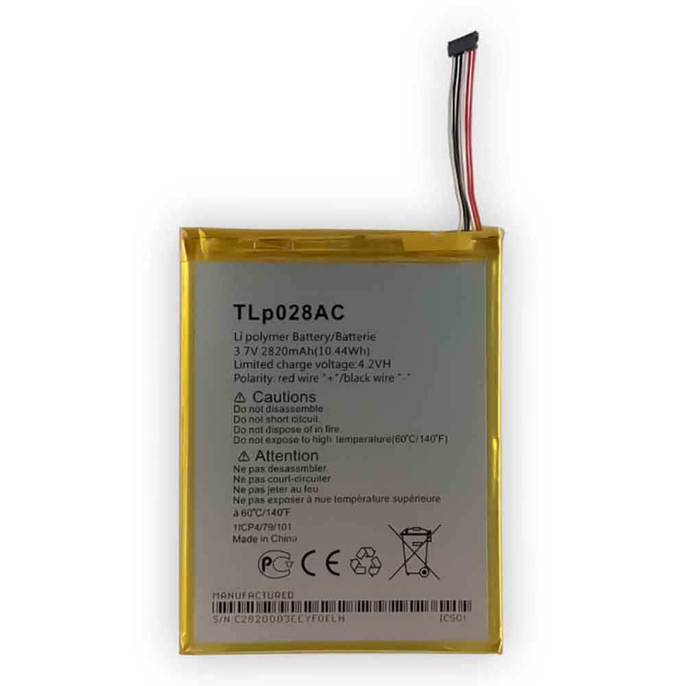 TCL TLp028AC 3.7V 4.2V 2820mAh/10.44WH Replacement Battery