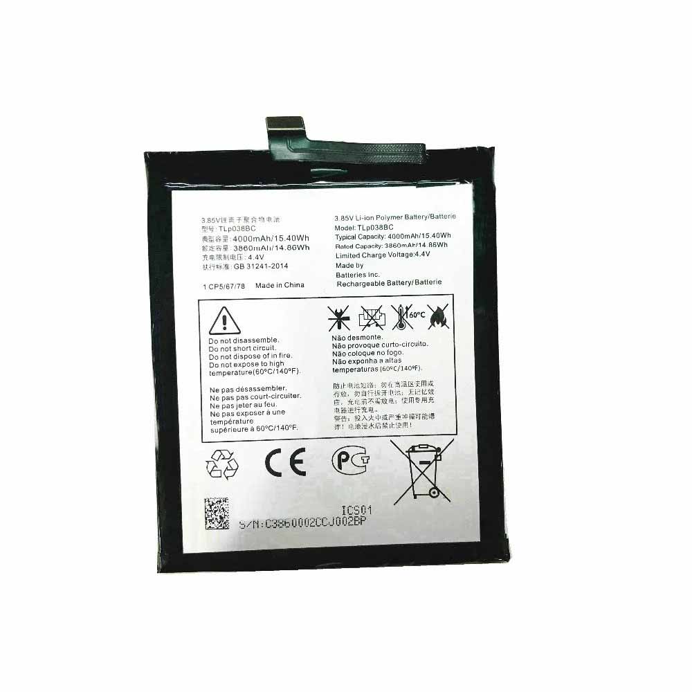 ALCATEL TLP038BC 3.85V/4.4V 3860mAh/14.86WH Replacement Battery
