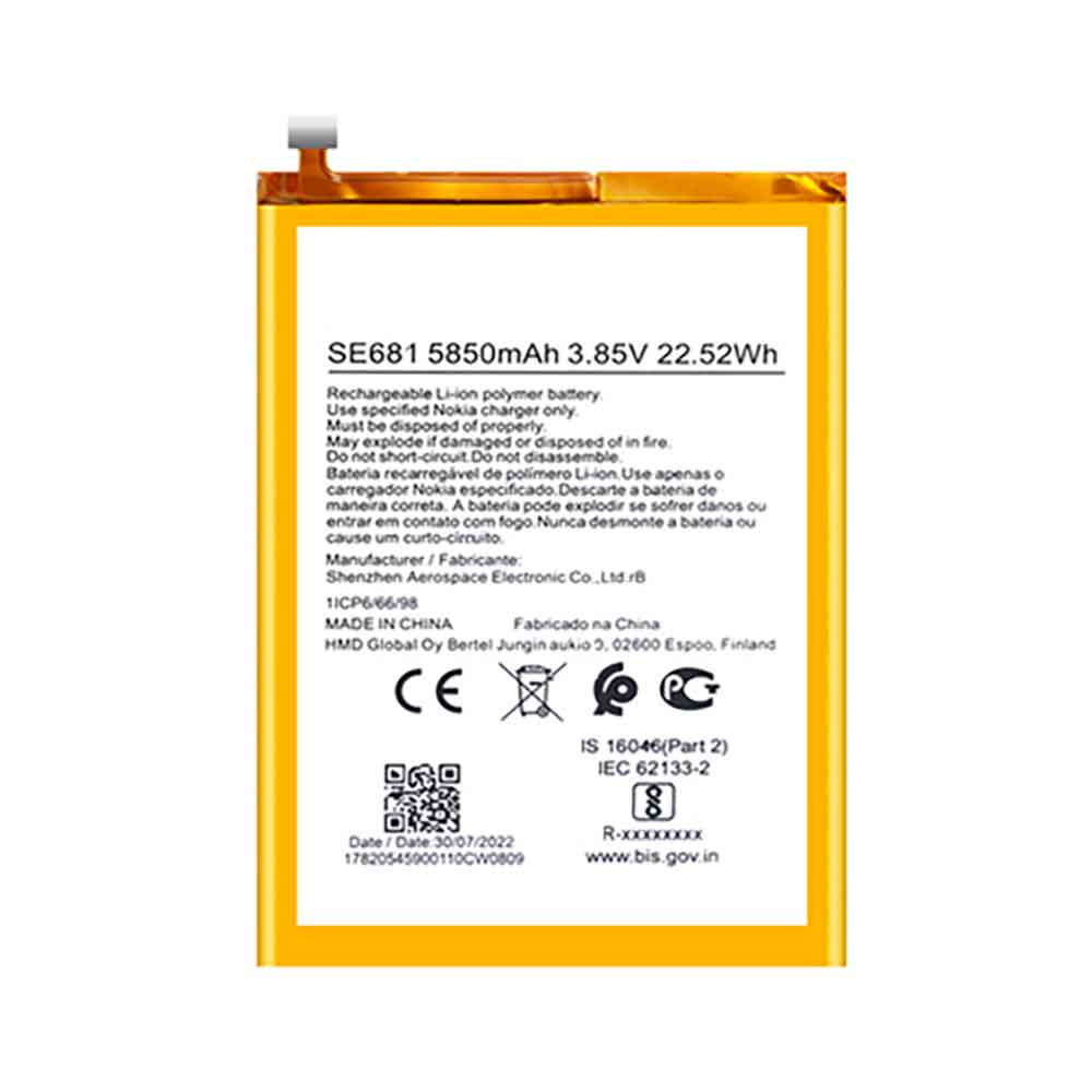 NOKIA SE681 3.85V 5850mAh Replacement Battery